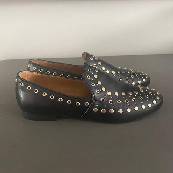 BRAND NEW SANDRO PARIS LEATHER & STUDDED LOAFERS - Picture 1 of 7